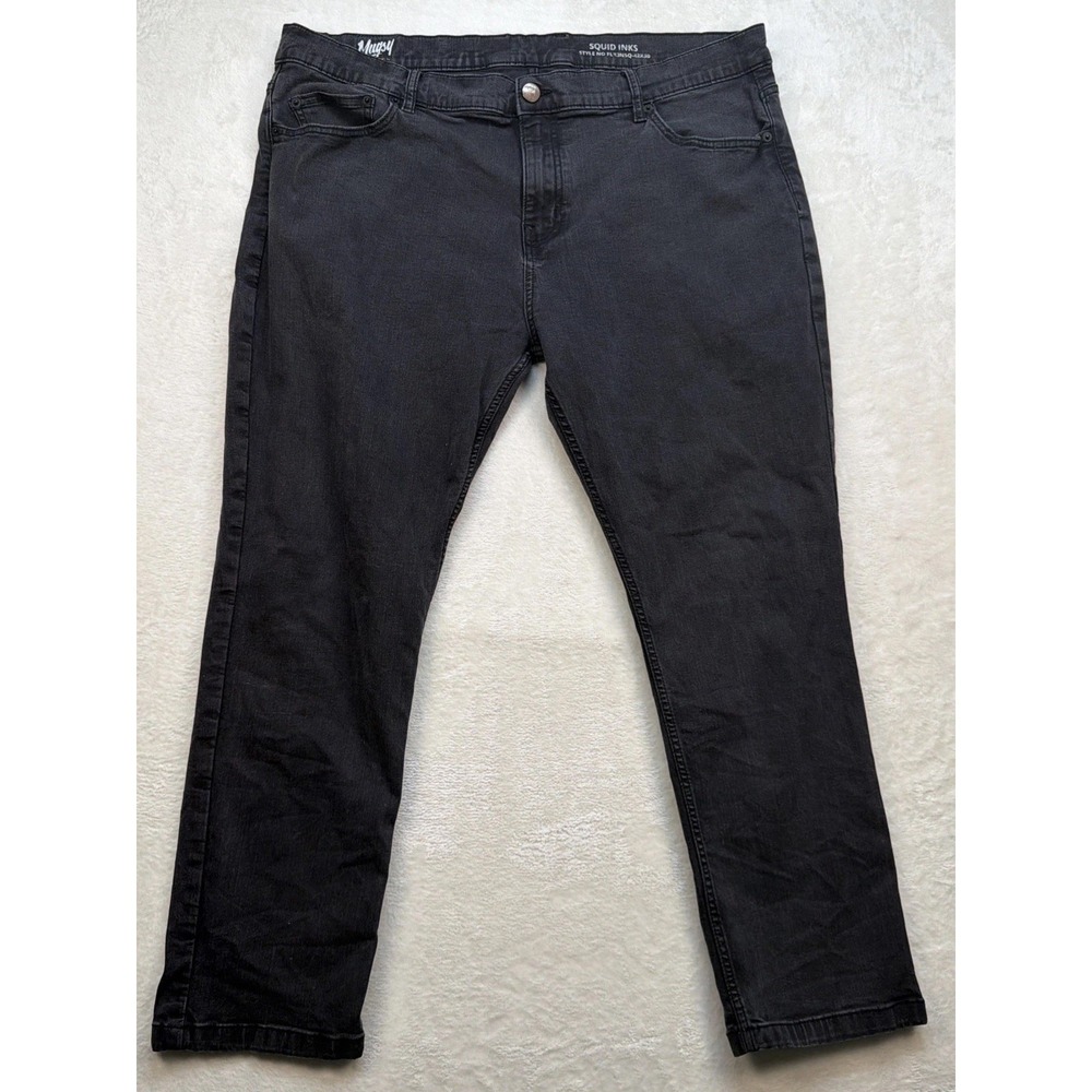 Mugsy Jeans Mens 42x30 Black Slim Straight Stretch‎ Comfort Casual Denim Pants
